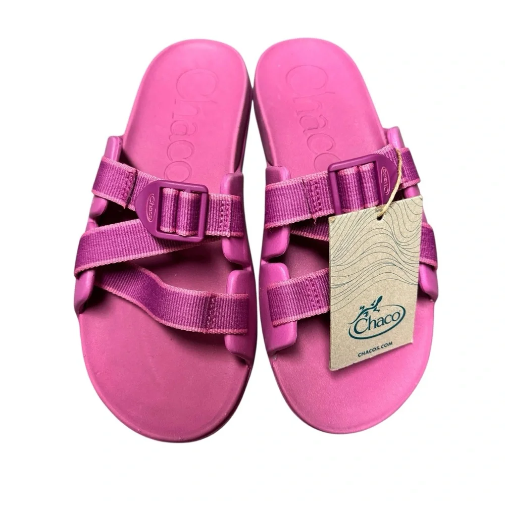 NEW Chaco Chillos Slides Kids Buckle Sandals Outskirt Fuchsia Pink 5 NWT